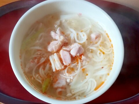 鶏肉とえのきとネギのあんかけうどん